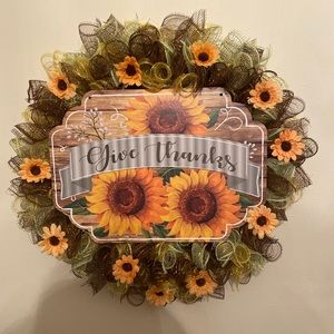 🌻 HANDMADE FALL/THANKSGIVING SUNFLOWER WREATH 🌻